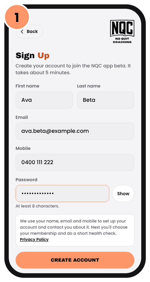 Step 1: Create your account