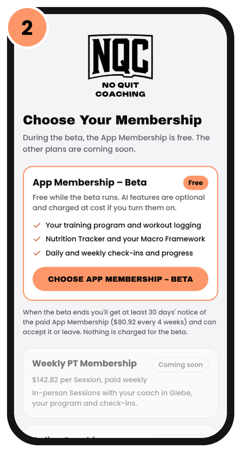 Step 2: Choose App Membership – Beta